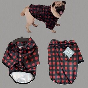 Berkshire Pet Collection Dog Sleep Shirt Red Black Buffalo Plaid Small New